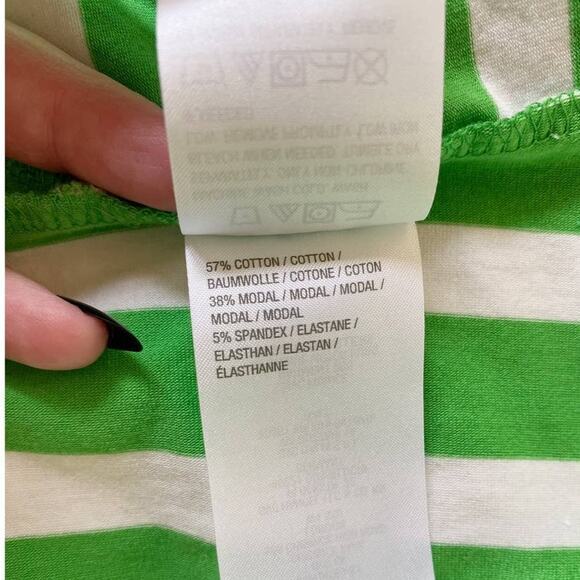 Susan Graver Weekend Green and White Asymmetrical Striped Tank Top S - Picture 9 of 12